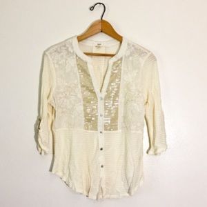 Anthropologie tiny brand button top